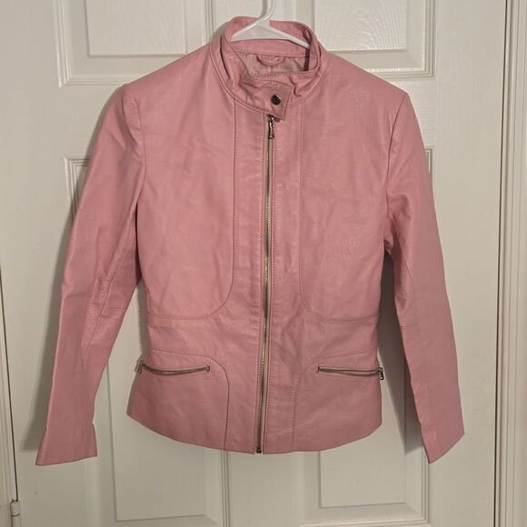 Absolute leather pink lambskin leather small petite womens jacket - Picture 2 of 6